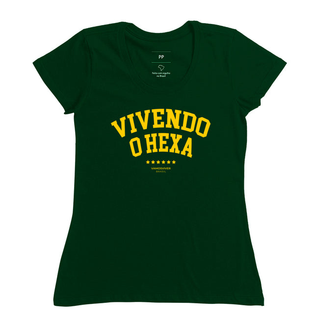 Camiseta Baby Look Vivendo o Hexa