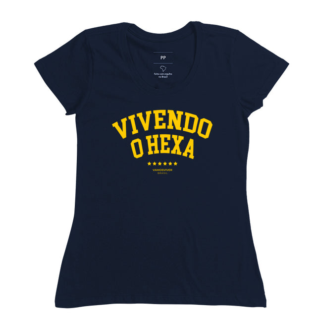 Camiseta Baby Look Vivendo o Hexa